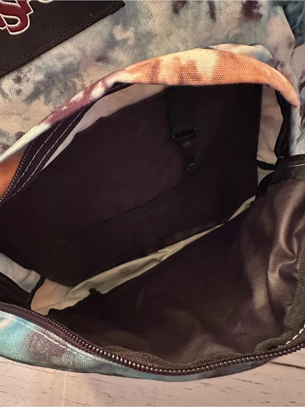 Jansport Tie-Dye Teal Brown Suede-Base Backpack